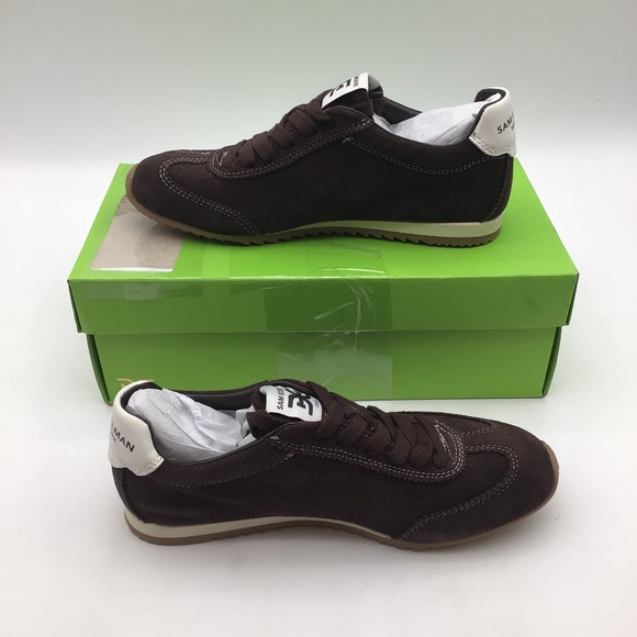 Sam Edelman Isella Chocolate Brown Oiled Suede Sneakers Womens Size 6 NEW